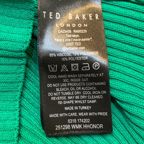 Ted Baker Ribbed Knit Pullover Top Size Small 4-6 Kelly Green Classic - Picture 10 of 11
